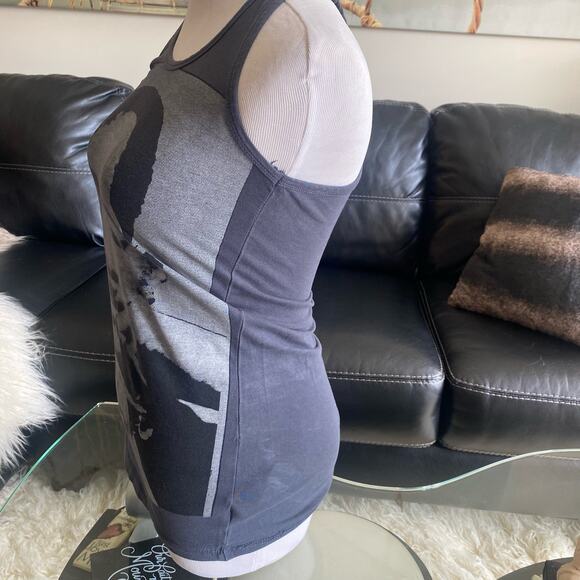 ELEVEN PARIS Will Smith ''LIFE IS A JOKE''  Gray stretch Tank Top woman’s M - Picture 3 of 6